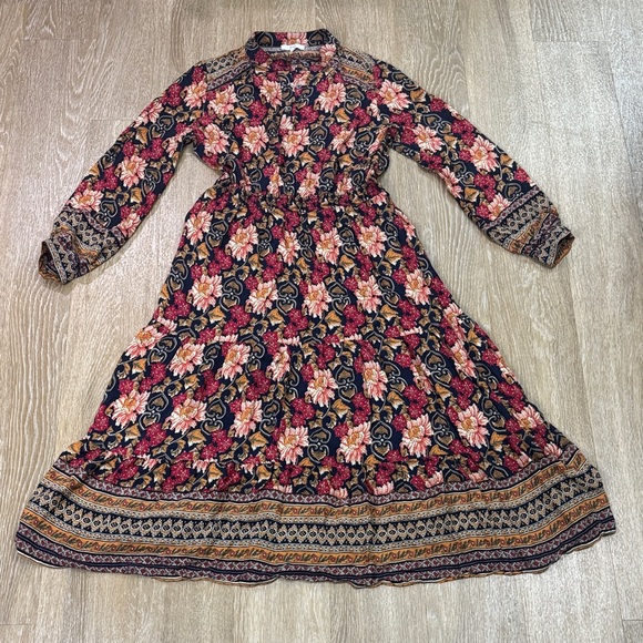 ANTHROPOLOGIE Othilia Cindy Maxi Dress Floral Colorful Boho Long Sleeve size M - Picture 6 of 12